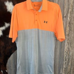 Under Armour Orange and Gray Polo Shirt Lightweight Breathable